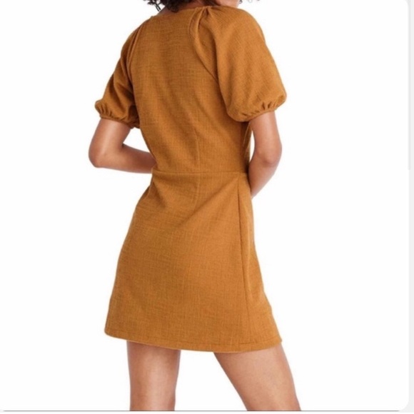 MADEWELL Blogger Fav Texture & Thread Puff-Sleeve Dress Mustard Yellow Size M - Picture 4 of 11